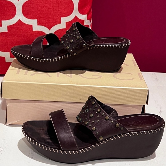 Arturo Chiang Dark Brown Studded Sandals - Picture 2 of 8